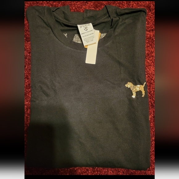 SZ XS VS PINK GOLD BLING SHINE CAMPUS TEE - Picture 3 of 5